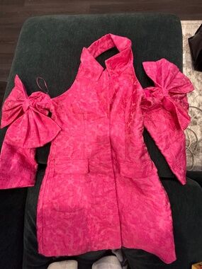 Pink Jacquard River Island Mini Dress